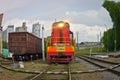 The train at the train station, fisheye. Royalty Free Stock Photo