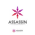 Shuriken Logo Design Vector Template, Assassin logo concept, Icon symbol