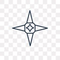 Shuriken vector icon isolated on transparent background, linear