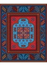 Luxury old oriental carpet with blue,brown and  red shades on white background Royalty Free Stock Photo