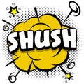 shush Comic bright template with speech bubbles on colorful frames