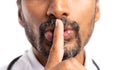 Shush gesture made with index finger Royalty Free Stock Photo