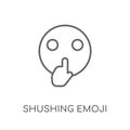 Shushing emoji linear icon. Modern outline Shushing emoji logo c