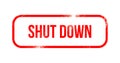 shut down - red grunge rubber, stamp