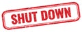 SHUT DOWN text on red grungy stamp Royalty Free Stock Photo