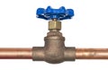 Shut off valve on copper water line Royalty Free Stock Photo