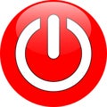 Shutdown button red color crystal with shutdown icon symbol