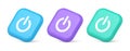 Shutdown turn on off button energy switch power start stop web app design 3d isometric icon