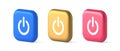 Shutdown turn on off button energy switch power start stop web app design 3d realistic icon