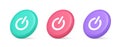 Shutdown turn on off button energy switch power start stop web app design 3d realistic isometric circle icon
