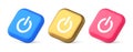 Shutdown turn on off button energy switch power start stop web app design 3d realistic isometric icon