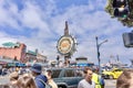 Fishermans wharf sign with tourists Royalty Free Stock Photo