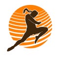 Man muay thai martial arts fighter vector silhouette