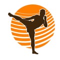 Man muay thai martial arts fighter vector silhouette