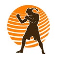 Man muay thai martial arts Wai Khru Ram Muay dance vector silhouette Royalty Free Stock Photo