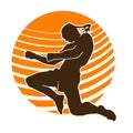 Man muay thai martial arts fighter vector silhouette