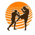 Man muay thai martial arts fighter combat vector silhouette Royalty Free Stock Photo