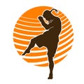 Man muay thai martial arts fighter vector silhouette