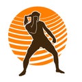 Man muay thai martial arts vector silhouette Royalty Free Stock Photo