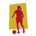 silhouette of a female soccer player in action pose. Royalty Free Stock Photo