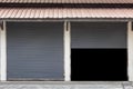 shutter door stores open and close Royalty Free Stock Photo