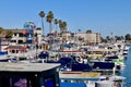 Boats moored at Balboa Fun Zone in Newport Beach California