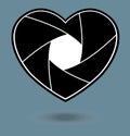 Shutter heart shaped. Photo with love. Royalty Free Stock Photo