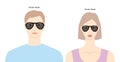 Shutter Shade frame glasses on women and men flat character fashion accessory illustration. Sunglass front view Royalty Free Stock Photo