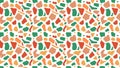 Colorful terrazzo pattern with irregular, rounded shapes in green, orange, red, and beige Royalty Free Stock Photo