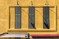 Shuttered windows and lights at Barstow Station California