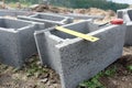 Shuttering blocks and protractor