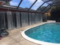 Florida hurricane preparation pool deck Royalty Free Stock Photo