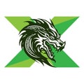 Green Dragon Letter X Single Design