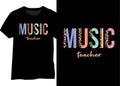 Music teacher rainbow typography graphic, Music teacher leopard textures wording