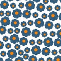 Preppy Blue Orange Hippie Flower Pattern