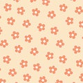 Preppy Peach White Hippie Flower Pattern