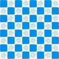 Preppy Blue Flower Checkered Pattern