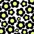 Preppy Black Neon Green Hippie Flower Pattern