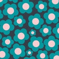 Preppy Blue Pink Hippie Flower Pattern