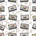 Audio cassette tape seamless tile pattern