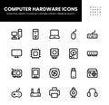 Computer Hardware icons set in 32 x 32 pixel perfect with editable stroke Royalty Free Stock Photo