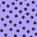 Retro Preppy Hippie Purple Black Flower Y2K Pattern