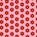 Preppy Hippie Red Pink Flower Pattern