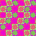 Neon Candy Color Aesthetic Chessboard Flower Y2K Pattern Royalty Free Stock Photo