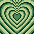 Retro Aesthetic Illusion Hypnotic Green Heart Indie Pattern