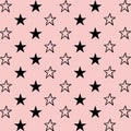 Preppy Black Pink Stars Y2K Indie Aesthetic Pattern