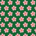 Hippie Trippy Preppy Retro Pink Flower With Green Background