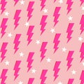 Preppy Hippie Lightning Pink Background Y2K Indie Pattern