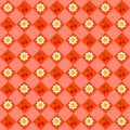 Peach Orange Y2K Smiley Flower Cherry Checkered Diamond Pattern