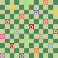 Green Colorful Aesthetic Chessboard Checkered Flower Y2K Indie Pattern